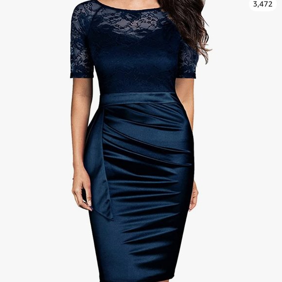 Blue Satin dress NWOT - Picture 1 of 11